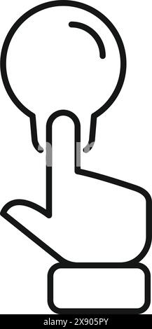 Simple line drawing of a hand clicking an icon, perfect for user interface designs Stock Vector