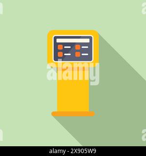 Vector illustration of a modern ticket vending machine icon with a flat design on a pastel background Stock Vector
