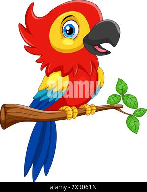 Vector illustration of Cute parrot cartoon isolated on white background Stock Vector