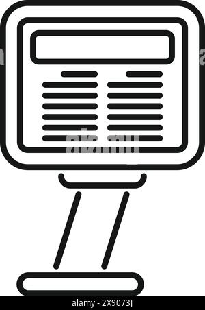 Vector outline of a computer screen, minimalist line drawing suitable for icons and logos Stock Vector