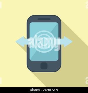 Flat design vector of a smartphone with data transfer symbol, depicting file sharing Stock Vector