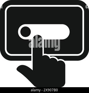 Graphic representation of a finger tapping a button on a digital touchscreen interface Stock Vector