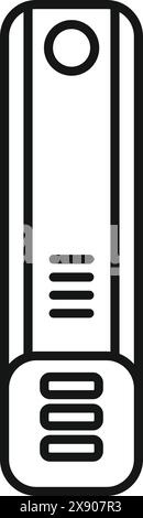 Black and white line icon of a contemporary usb stick, suitable for various digital design uses Stock Vector