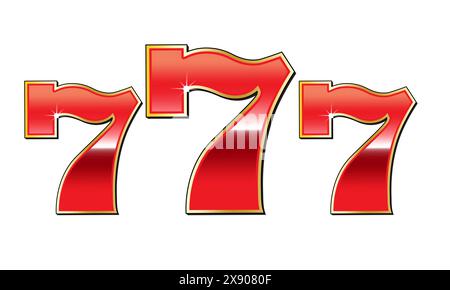 Casino 777 in colourful red isolated on white background Stock Vector