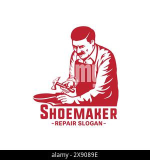Shoemaker Cobbler Shoe Repair Logo. Vector and Illustration. Stock Vector