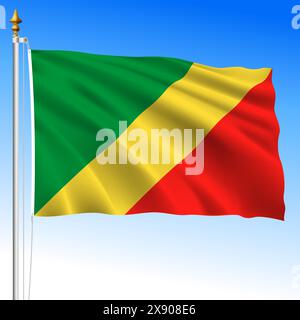 Congo Republic, official national waving flag, african country, vector illustration Stock Vector