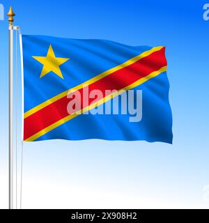 Congo Democratic Republic, official national waving flag, vector illustration, african country Stock Vector