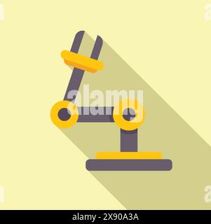 Flat design icon of a vintage desk lamp with a spring arm, casting a shadow Stock Vector