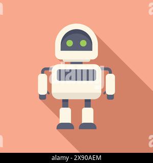 Charming flat design illustration of a friendly robot on a warm background Stock Vector