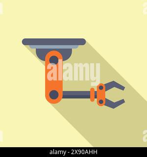 Colorful, flat design vector illustration of a robotic arm on a beige background Stock Vector