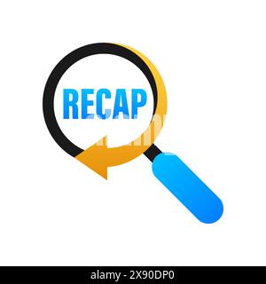 Recap, video play button replay. Watching on streaming. Vector stock illustration. Stock Vector