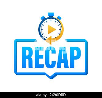 Recap, video play button replay. Watching on streaming. Vector stock illustration. Stock Vector