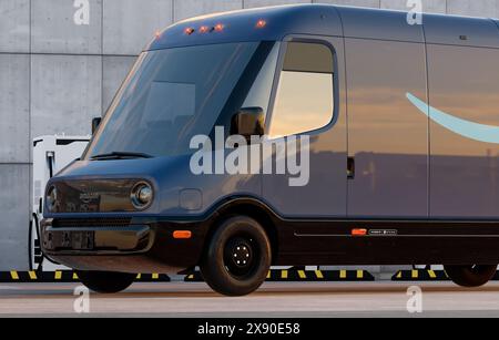 Rivian EDV:  electric vans for Amazon Stock Photo