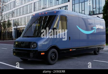 Rivian EDV: electric vans for Amazon Stock Photo