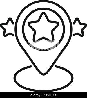 Star location pin icon with vector outline design for map symbol, navigation, and gps destination in webbased services and mobile apps Stock Vector