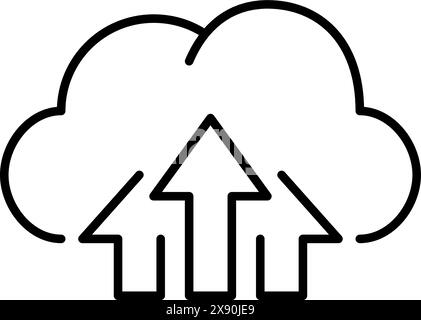 Cloud and arrows up. File synchronization using modern digital technology. Pixel perfect vector icon Stock Vector
