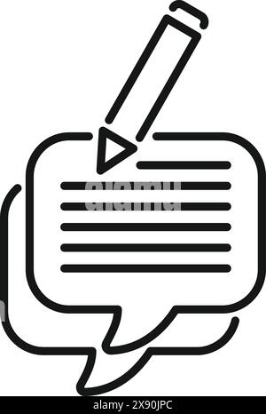 A simple line drawing of a pencil writing on a speech bubble, symbolizing communication Stock Vector