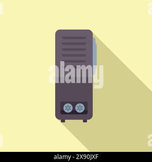 Minimalist computer tower icon in a flat design style with a soft shadow on a yellow background Stock Vector