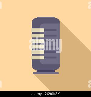 Simplified microphone icon with shadow, designed in the contemporary flat design style, set against a pastel beige backdrop Stock Vector