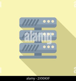 Modern flat design icon of data center server racks with shadow on a pastel background Stock Vector