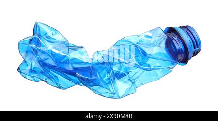 Crumpled disposable plastic bottle isolated on white Stock Photo