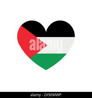 Vector flat heart with Palestine flag isolated on white background Stock Vector