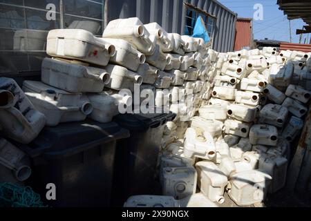 Khayelitsha toilets. Porta Potties used in township shacks. Stock Photo