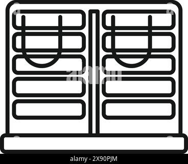 Black and white line art of a contemporary building exterior with balconies Stock Vector