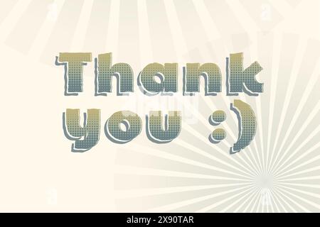 Print 3D vintage halftone Thank you poster. Collage style stencil letters with shadow and polka dot decor. Retro ABC collection. Typography vector Stock Vector