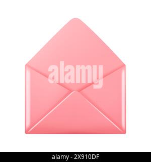 Realistic blank opened envelope in 3D style isolated on white background. Vector illustration Stock Vector