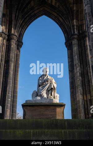 The Scott Monument in city of Edinburgh in Scotland, UK. Statue of Scottish writer Sir Walter Scott, designed by John Steell. Stock Photo