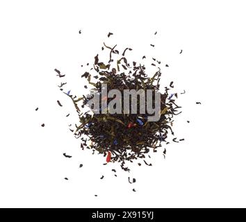Dried tea leaves isolated on white background. Stock Photo