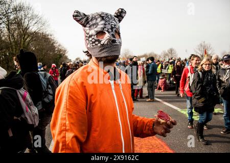 Social movement against the construction of the airport of Notre Dame des Landes. Demonstrators in Western France protest against a project to build an international airport in Notre-Dame-des-Landes, near Nantes. France. Stock Photo