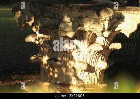 Greek-style Corinthian capital displayed in Charlottesville, VA, U.S.A. Stock Photo