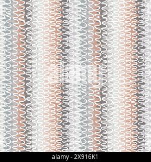 Disordered Pastel Beige Vertical Waves and White Lines Fashion Doodles Seamless Pattern for Fabric Textile Stock Photo