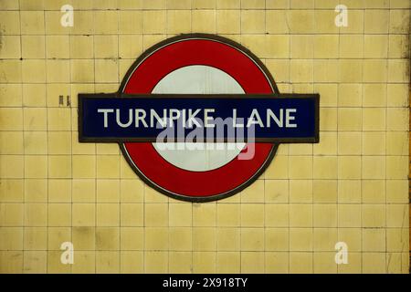 LONDON- MAY 6, 2024: Turnpike Lane Underground Station. Piccadilly line station near Wood Green in Haringey N15, North London Stock Photo