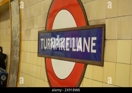 LONDON- MAY 6, 2024: Turnpike Lane Underground Station. Piccadilly line station near Wood Green in Haringey N15, North London Stock Photo