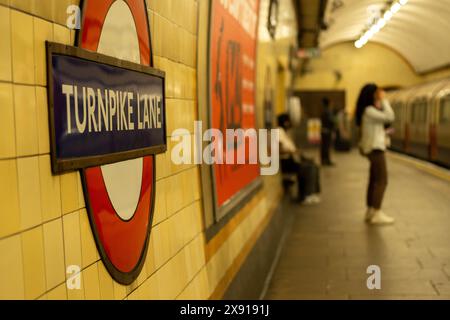 LONDON- MAY 6, 2024: Turnpike Lane Underground Station. Piccadilly line station near Wood Green in Haringey N15, North London Stock Photo