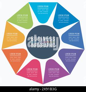 Infographic design 9 Steps, objects, elements or options business information template Stock Vector