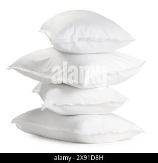 Stack of soft pillows isolated on white Stock Photo