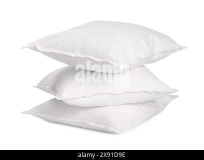 Stack of soft pillows isolated on white Stock Photo