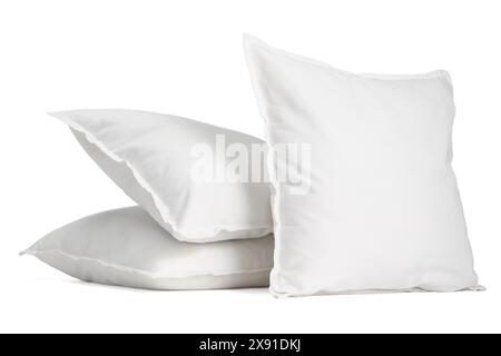 Three new soft pillows isolated on white Stock Photo
