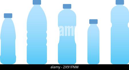 Set color bottles water. Vector icon flat. Stock Vector