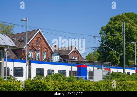 Local train at the railway station, Bad Zwischenahn, Lower Saxony, Germany Stock Photo