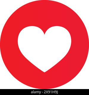 Heart Symbol in Red Circle, Love sign, Social media icons, Red heart, love button Stock Vector