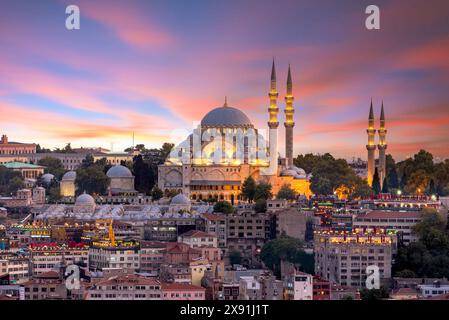 Beautiful view of Suleymaniye Rustem Pasha Mosque sunset time. Stock Photo