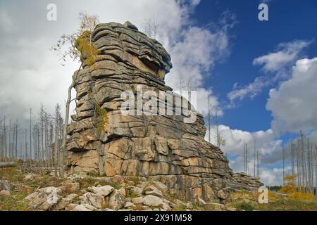 Feuersteinklippe / Feuersteine rock formation, granite butte in the Harz National Park near Schierke, Saxony-Anhalt / Sachsen-Anhalt, Germany Stock Photo