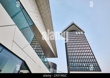 Netherlands, Amsterdam - April 10, 2024: A'DAM Tower at Amsterdam Ij River Stock Photo