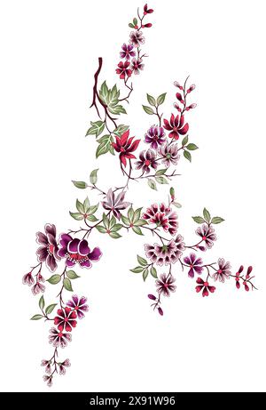 Textile design motif design for ladies shirt front and back beautiful and ornaments illustration creative motif for luxury shirt printing design Stock Vector