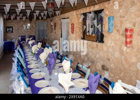 Table set out for a party Stock Photo